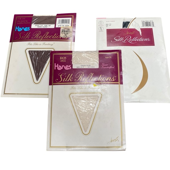 Vintage Hanes Silk Reflections sz AB Silky Control Top Nylons Pantyhose Lot of 3 - Picture 1 of 11